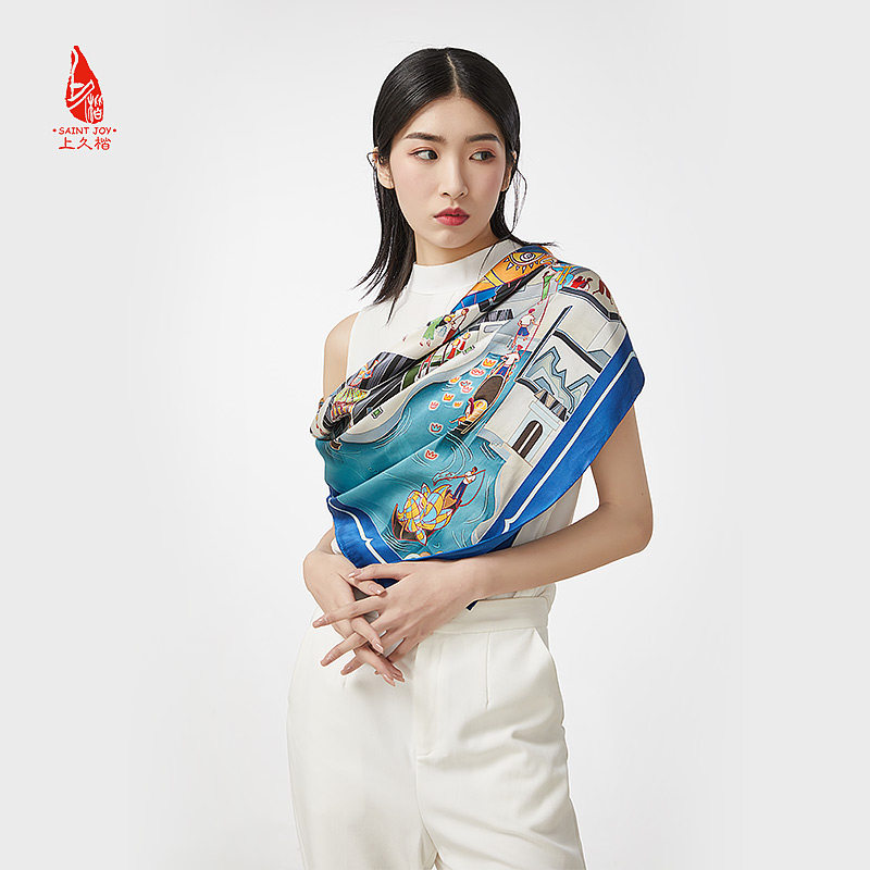 上久楷真丝丝巾时尚百搭女春夏款防晒围巾桑蚕丝披肩