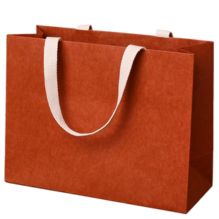 牛皮纸袋手提袋包装服装店袋子定做定制logo衣服礼品高档结实橙色