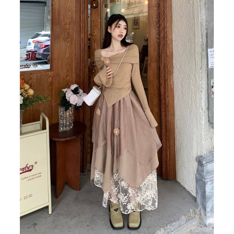 不规则纱裙氛围感套装女2