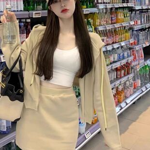 宽松减龄显瘦卫衣时尚 休闲套装 韩版 新款 短裙两件套两件套 春秋季