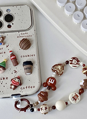 可爱MM豆手绘爱心手机链挂绳ccd重工彩色串珠挂件手腕挂饰品防丢