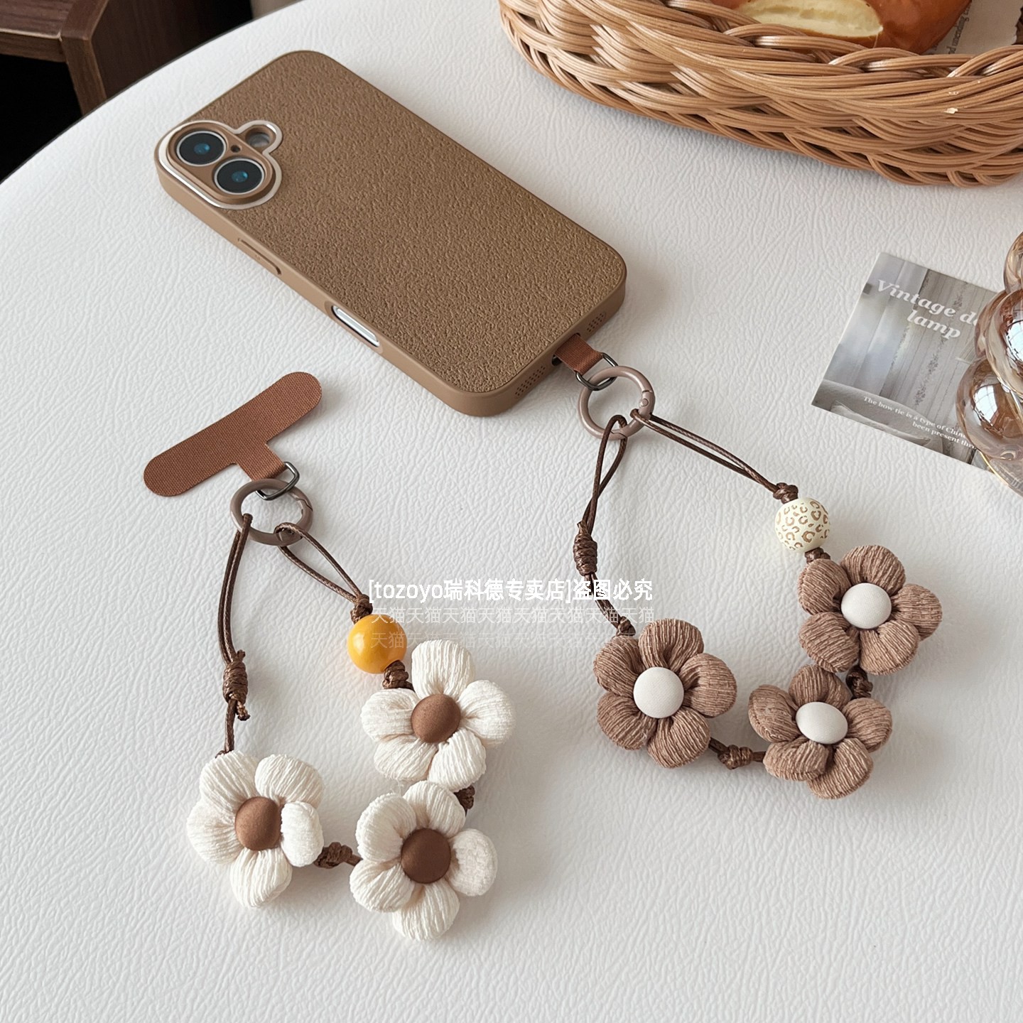 小众复古布纹花苞油蜡细线手提