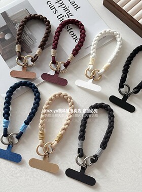 柔软棉质手机挂绳高质感挂手腕防丢绳双扣腕带手绳手工编织美拉德秋冬新款防盗挂件链高级纯色好看钥匙相机壳