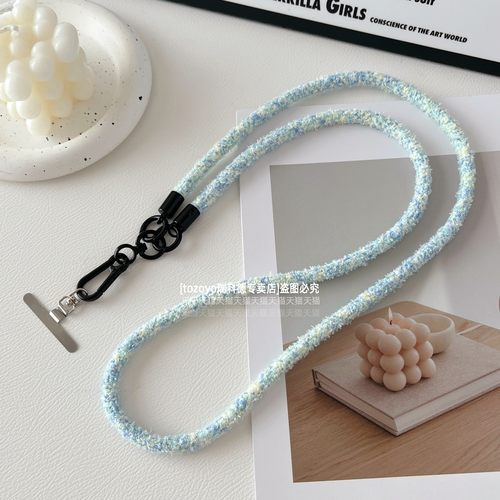 秋红彩色毛绒珊瑚绒手机背带斜挎