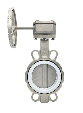 全不锈钢30416L四氟涡轮对夹手动碟蝶阀软密封D371F-106PDN658100