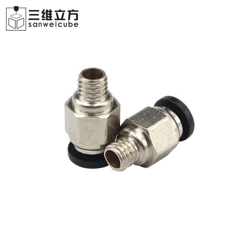 3D打印机配件 黑色PC4-M6/m5直通式气动接头 铁氟龙贯穿快接头