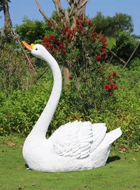 大型仿真天鹅玻璃钢白鹅动物雕塑摆件户外美陈装饰园林景观工艺品