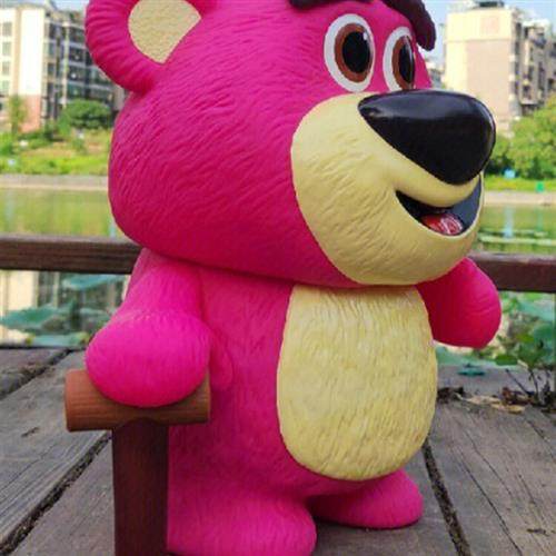 玻璃钢卡通草莓熊雕塑定制迪尼斯草莓熊公仔米老鼠唐老鸭米妮摆件