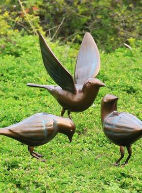 户外不锈钢仿铜小鸟摆件园林草坪动物装饰品售楼处小区景观雕塑