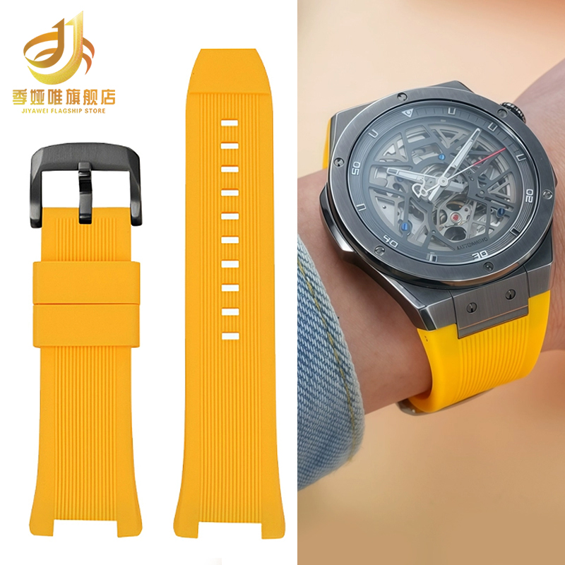 适用于RARONE雷诺双子星硅胶表带镂空机械表8840129橡胶表带新款