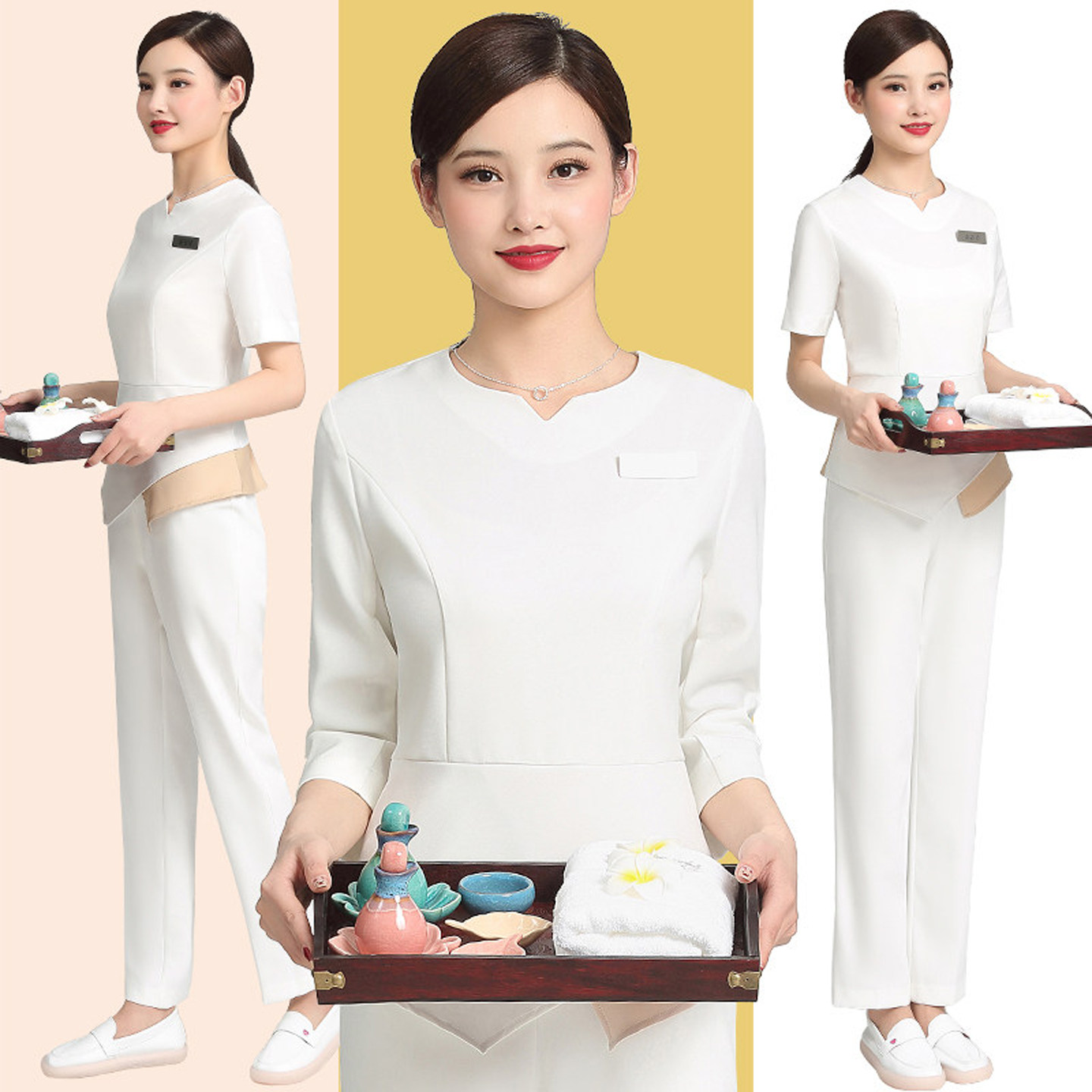 美容院工作服高端裤子按摩师中袖图片