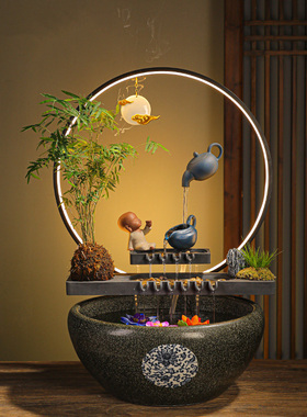 悬壶流水循环招财喷泉鱼缸桌面