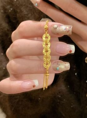 正版沙金碎冰冰五帝钱手链饰品