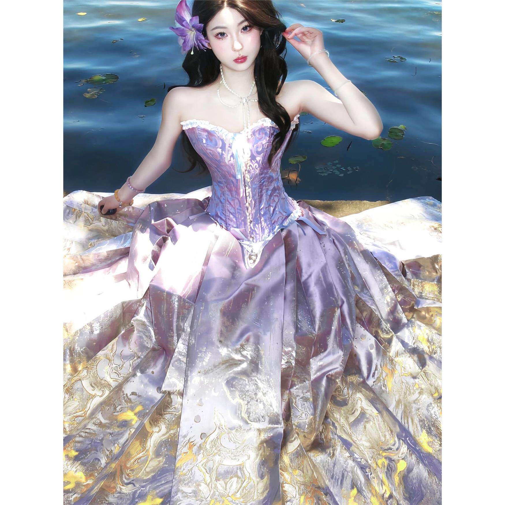 《紫间星鹿》水墨织金仿