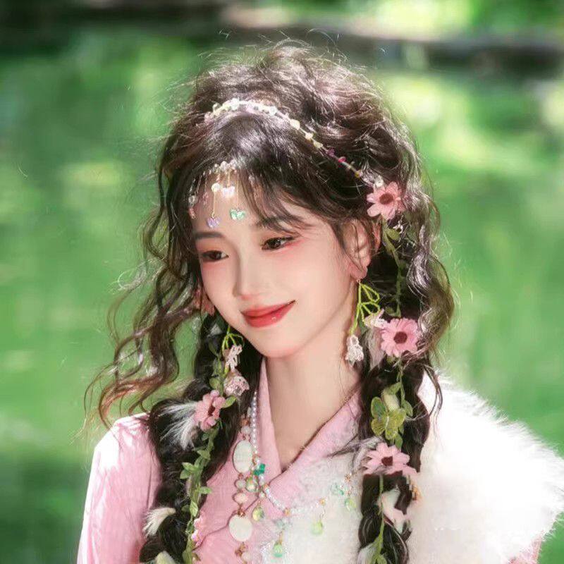 超仙蝴蝶额链女甜美古风汉服发饰藏族眉心坠额饰云南旅游拍照配饰