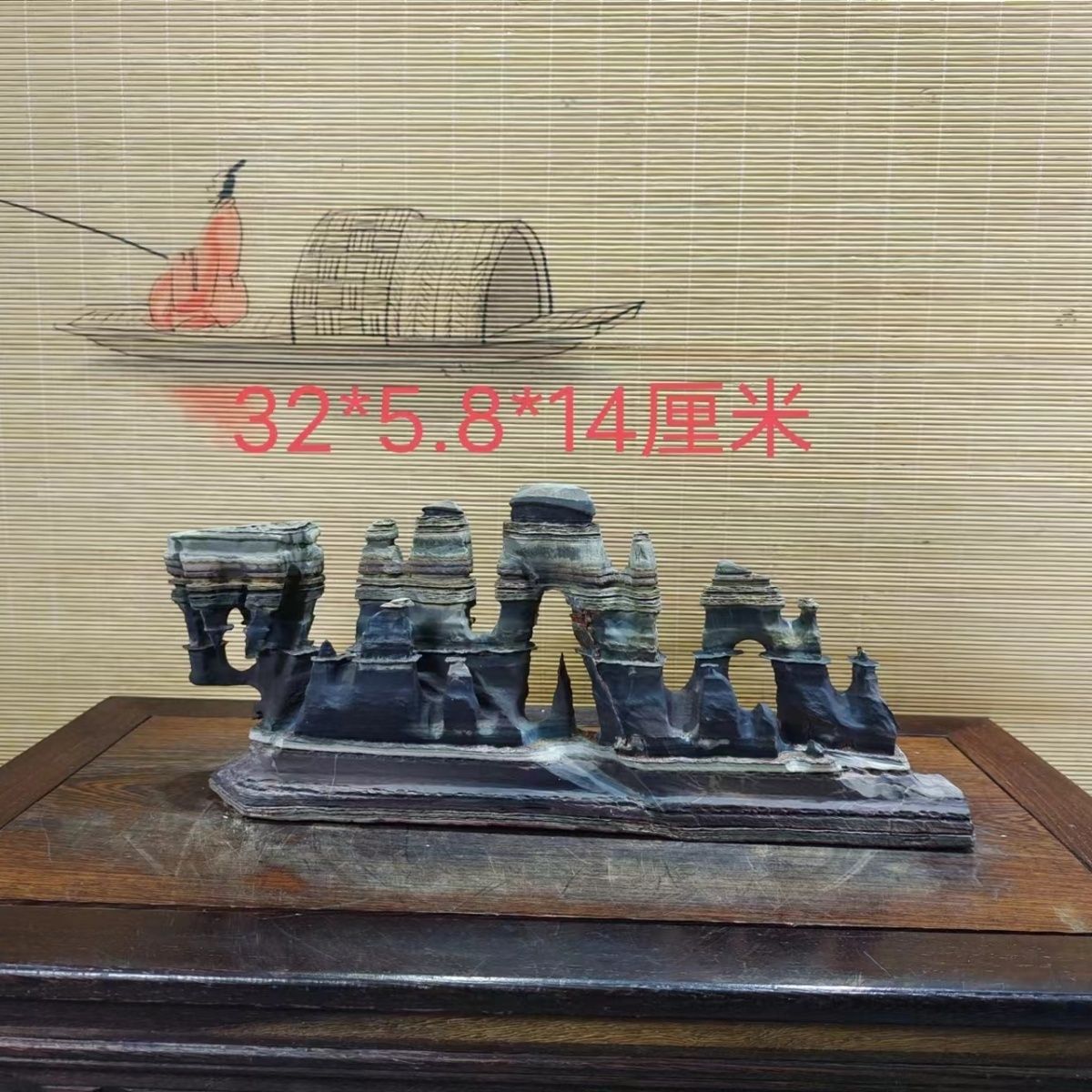 灵璧云雾石鱼缸造景山水盆景复古假山书房中式客厅家居庭院中国风
