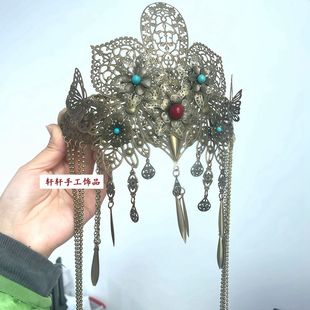 原创傩戏头冠发饰 暗黑系cos山鬼新娘民族风发冠汉服出片头饰