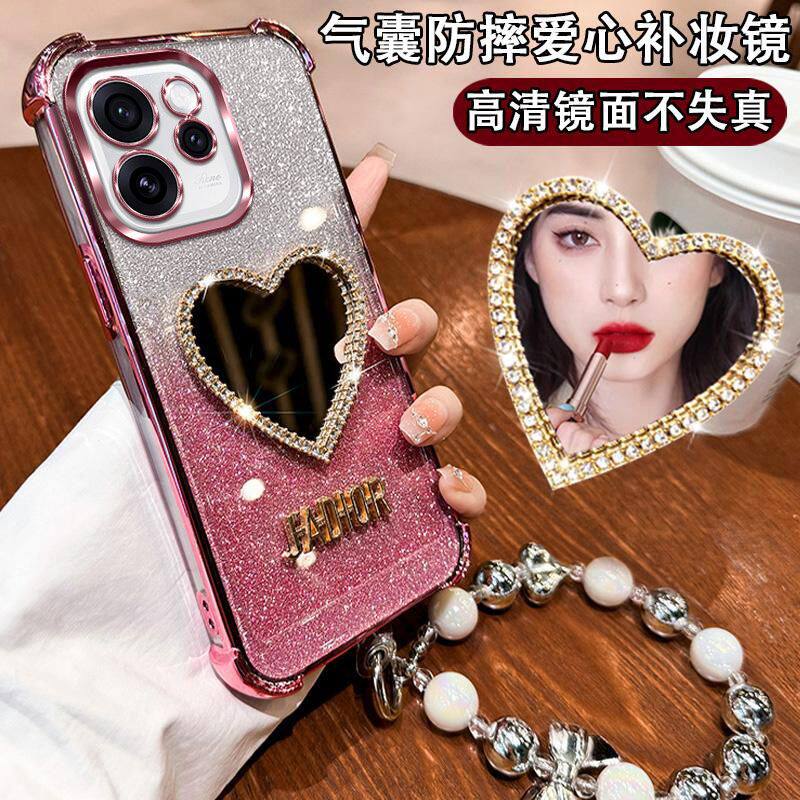 适用opporeno15promax手机壳reno15F国际海外版新款保护套oppo全包5g防摔max女款f5g手链CPH2811补妆镜高级感