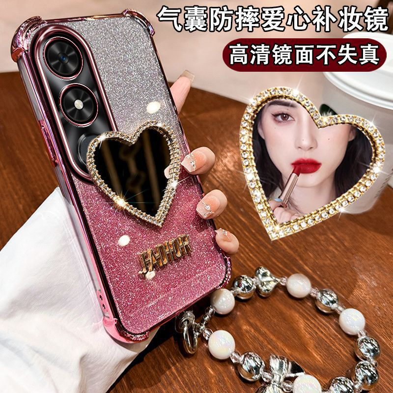 荣耀Play9C防摔闪粉爱心手机壳