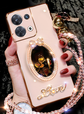 oppoReno8手机壳reno8pro新款硅胶oppo全包5G防摔opopreno8pro+保护套手绳por镜面opporone女opreno外壳neo薄