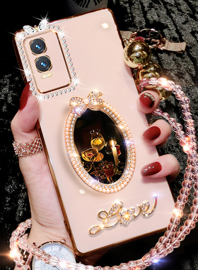 vivoy76s手机壳viv0 y76s新款保护套V2156A硅胶vovoy镶钻vivy女vivov全包vⅰv0补妆镜voviy丫ⅴivo维沃高颜值