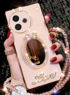 适用vivoY300i手机壳Y300i新款补妆镜vivo保护套vovoy高级感V2444A硅胶带钻viviy全包voviy女款voy有丫viv0软