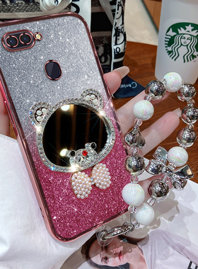 oppor15手机壳新款oppo保护r15梦境版硅胶套镶钻opr全包防摔oppr透明opopr软壳标准opoor补妆镜0pp0ppo0女款