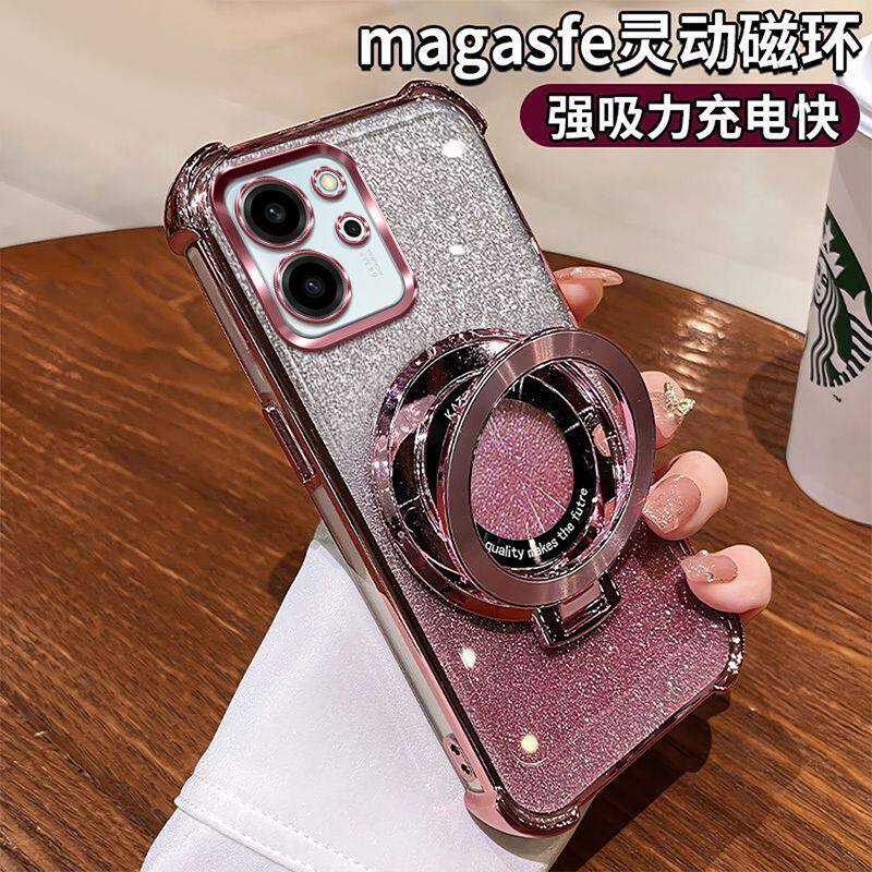 适用opporeno15手机壳PLW110新款磁吸支架reno15pro保护oppo硅胶套5g带镜头膜opp0pp0ppo四角气囊透明PLV男女