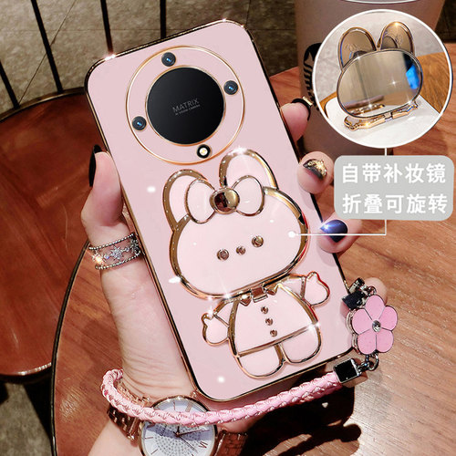 华为荣耀X9b硅胶带镜子防摔新款