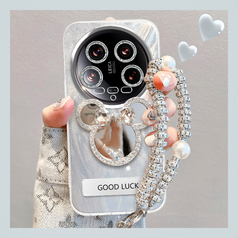 适用小米14Ultra手机壳镶钻14至尊版硬壳镜子24031PN0DC外壳新款带支架ultar透明uitra软壳潮女款Ultra高级感