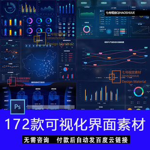 可视化大数据素材科技网页后台管理图表源文件AI界面PSD模版