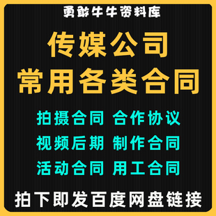 文化传播影视传媒公司视频后期制作合同项目合作协议劳动用工合同