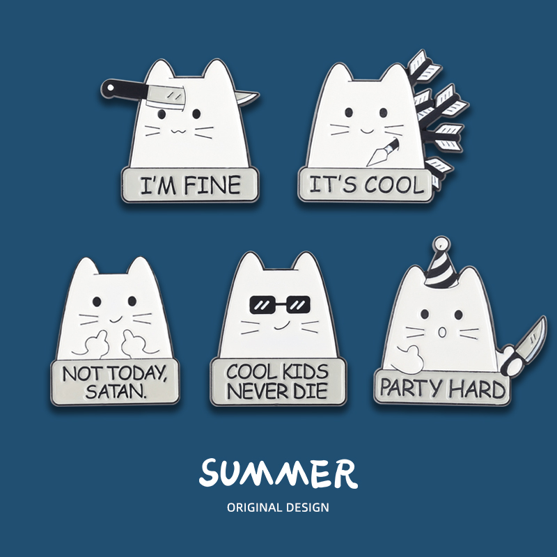 小刀猫咪胸针可爱徽章