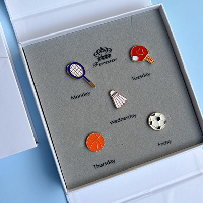 羽毛球拍胸针可爱卡通情侣