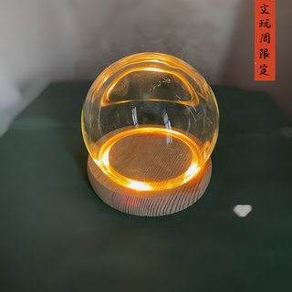 透明玻璃木头灯罩底座带灯电池款摆件展示台复古防尘罩氛围感礼物