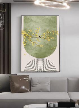 北欧沙发背景墙装饰画侘寂风2026新款莫兰迪绿色壁画玄关过道挂画