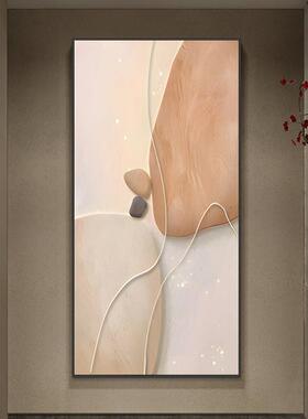 石来运转轻奢现代高级感玄关装饰画玄幻入户进门橙色莫兰迪挂画