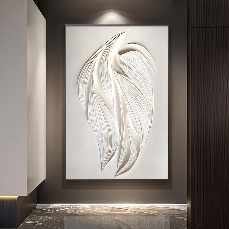 奶油风客厅装饰画大气高档沙发背景墙肌理感轻奢抽象几何立体感画图片