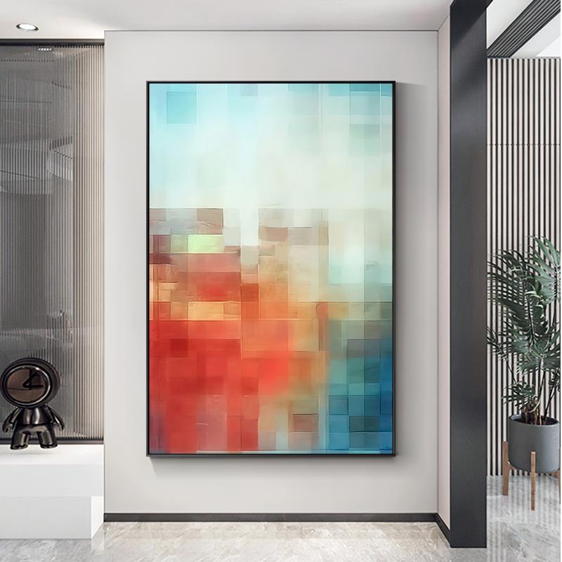 现代轻奢玄关装饰画楼梯走廊过道背景墙面创意挂画抽象马赛克壁画