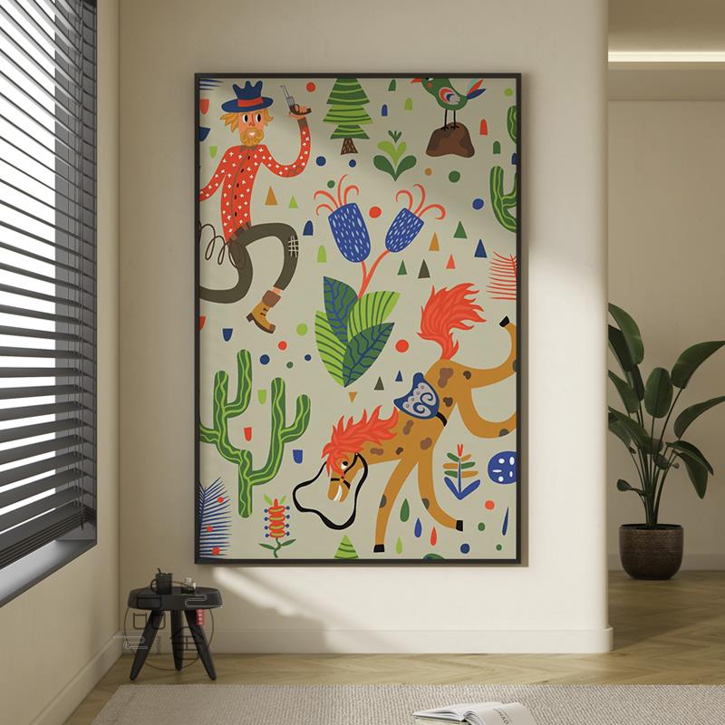 现代简约抽象植物花卉玄关壁画治愈系客厅装饰画卧室餐厅竖版挂画图片