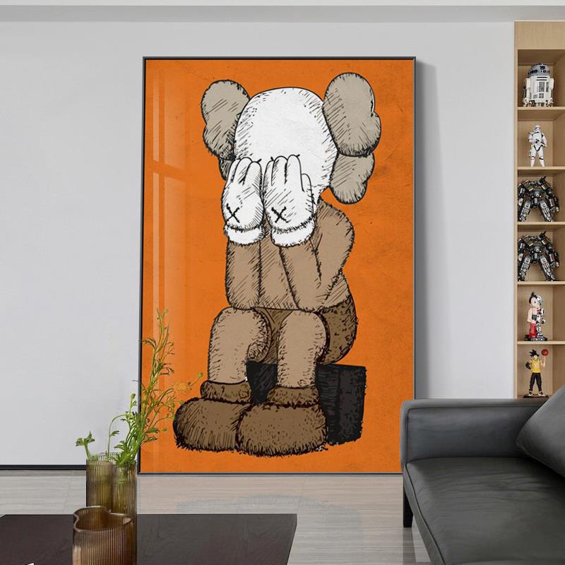 KAWS潮牌客厅装饰画暴力熊动漫玄关过道挂画沙发背景墙大尺寸壁画