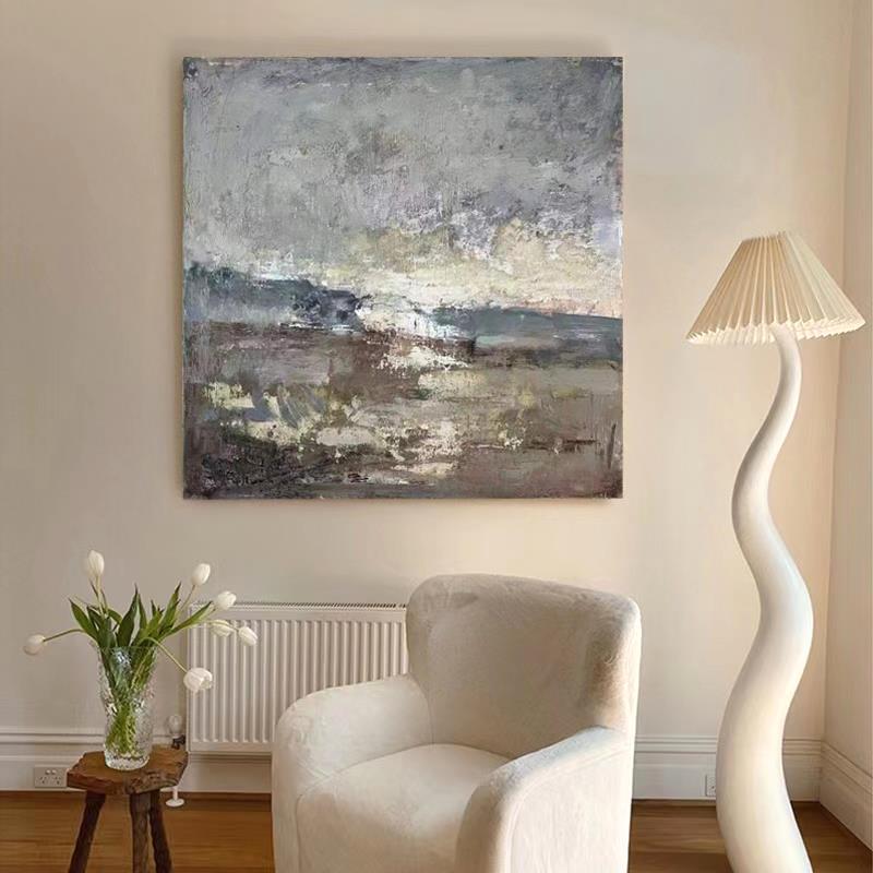 HW.piant原创手绘油画《枕边童话》餐厅侘寂风抽象画客厅玄关挂画