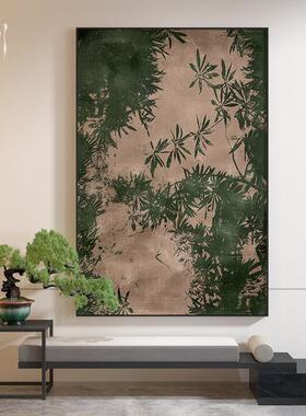 现代新中式高级感绿色植物走廊过道客厅装饰画玄关壁画竖版挂画