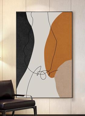 现代轻奢抽象客厅装饰画沙发后背景墙橙色高级感肌理北欧艺术挂画