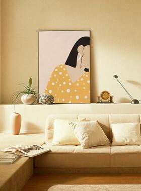 北欧ins风小清新暖色少女摆画抽象壁画卧室床头装饰画客厅挂画