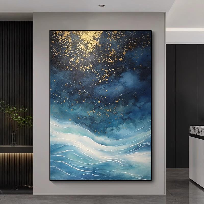 手绘油画《星光》抽象画玄关挂画客厅沙发背景墙装饰画肌理壁画