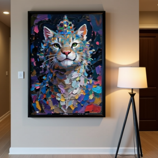 猫咪装饰画客厅沙发背景墙玄关挂画抽象艺术入户门走廊壁画挂画图片