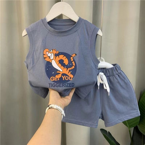 男童夏装背心套装2024新款小儿童酷帅时髦宝宝夏季网红洋气衣服潮