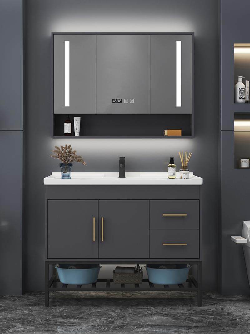 浴室柜2021新款子壁挂式洗面台盆一体卫生间子脸组合风水镜手面漱