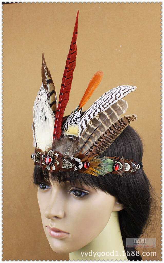 欧洲进s口代表演印第安头饰儿童夸张发饰部落酋长帽羽毛发冠个性